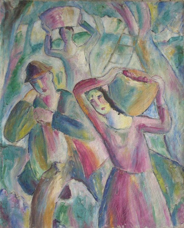 Jankay Tibor: Gyümölcsszedők, 1920-as évek vége, olaj, vászon, 79x63 cm